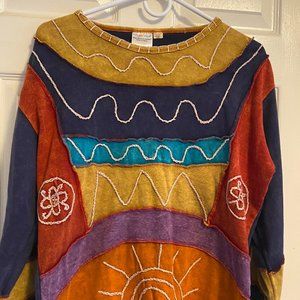 Greater Good Network Nepal Long Sleeve Embroidered Patchwork Long Sleeve Top S